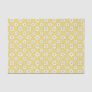 White Daisy Pattern on Golden Yellow Tissue Paper