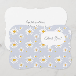 White Daisy Pattern on Soft Grey Thank You Card