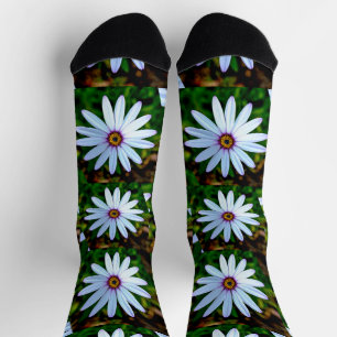 White Daisy Pattern Socks