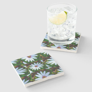 White Daisy Pattern Stone Coaster