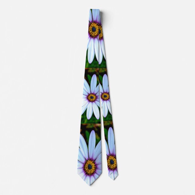 White Daisy Pattern Tie (Front)