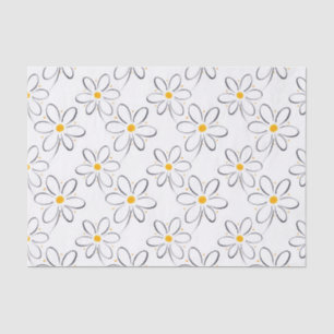 White Daisy Pattern Tissue Paper
