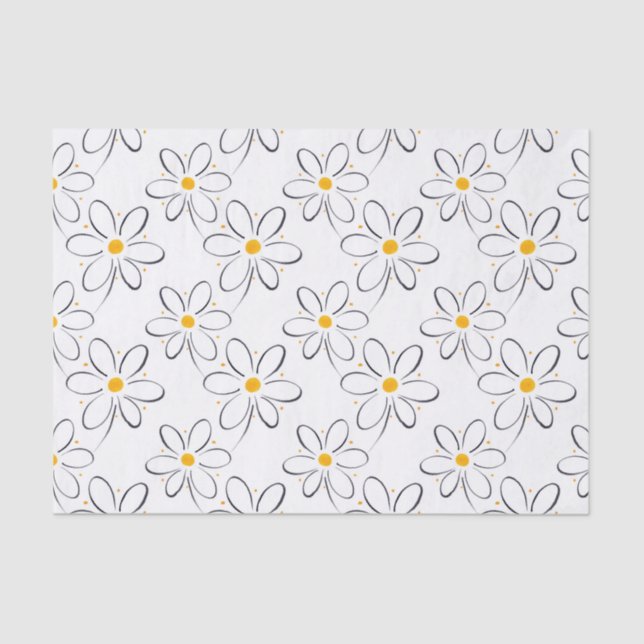 White Daisy Pattern Tissue Paper (Front)