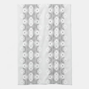 White daisy pattern with grey tea towel