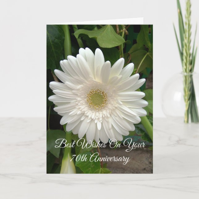 White Daisy Personalised 70th Wedding Anniversary Card (Front)
