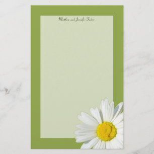 White Daisy Personalised Writing Paper Stationery