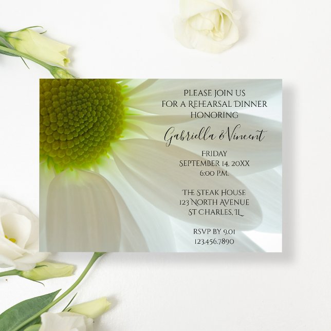 White Daisy Petals Wedding Rehearsal Dinner Invitation (Creator Uploaded)
