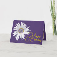 White Daisy Purple Background Birthday