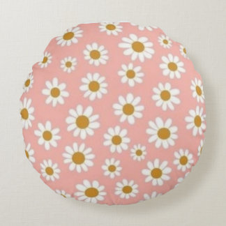 White Daisy Round Cushion