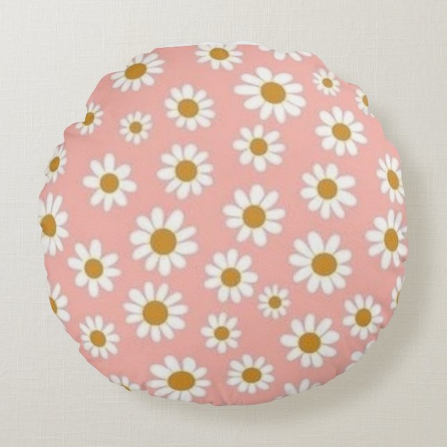 White Daisy Round Cushion (Front)