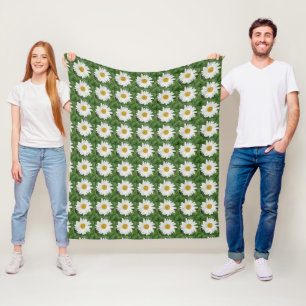 White Daisy Round Fleece Blanket