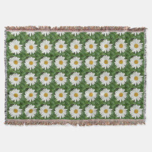 White Daisy Round Throw Blanket