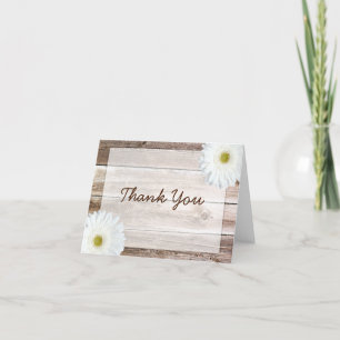 White Daisy Rustic Barn Wood Thank You