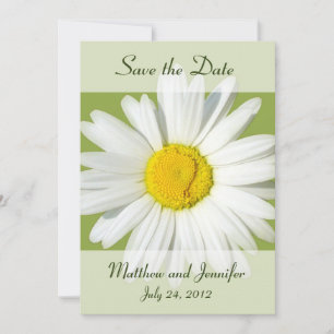 White Daisy Save the Date Announcement Card