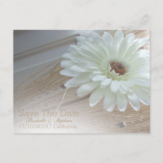 White Daisy Save The Date Wedding Announcements
