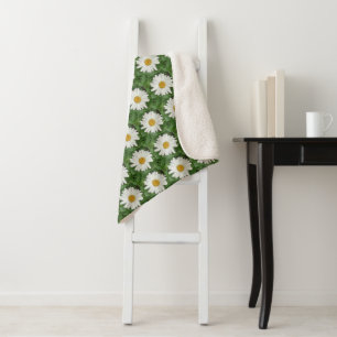 White Daisy Sherpa Blanket