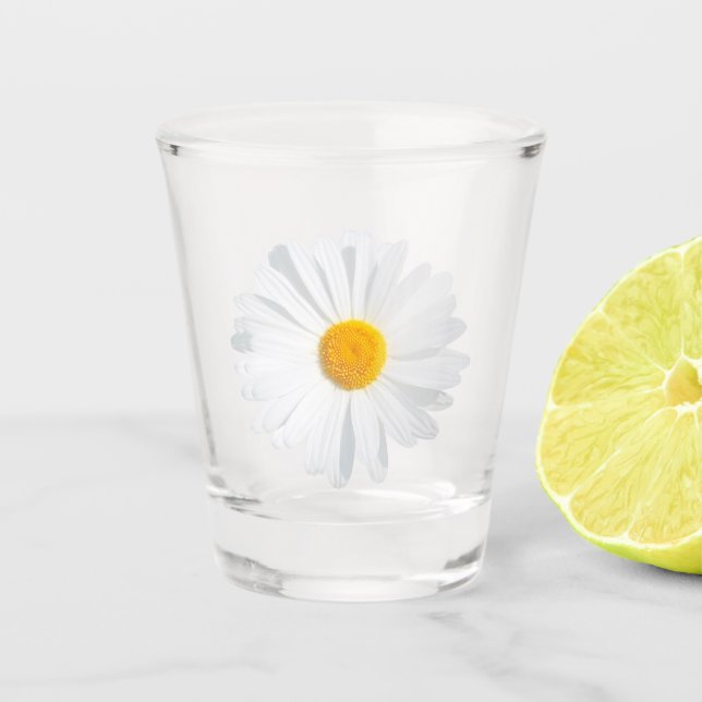 white daisy shot glass (Front)