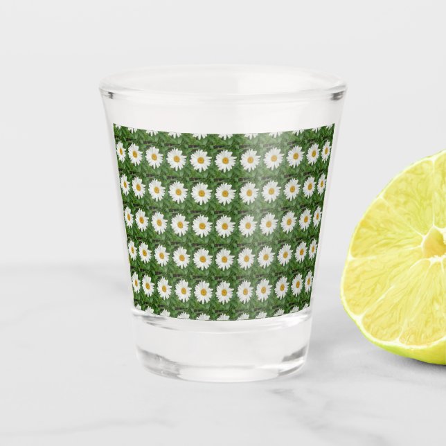 White Daisy  Shot Glass (Front)