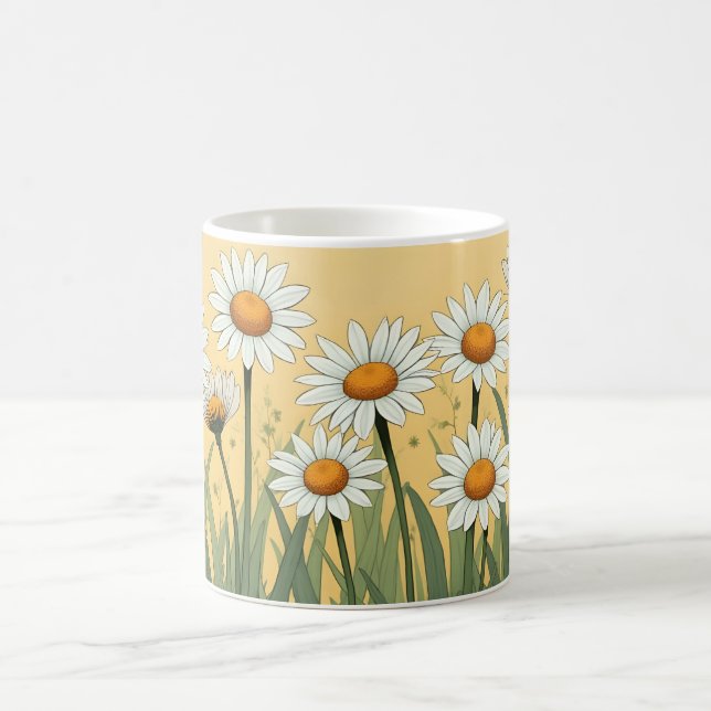 White Daisy Summer Coffee Mug (Center)