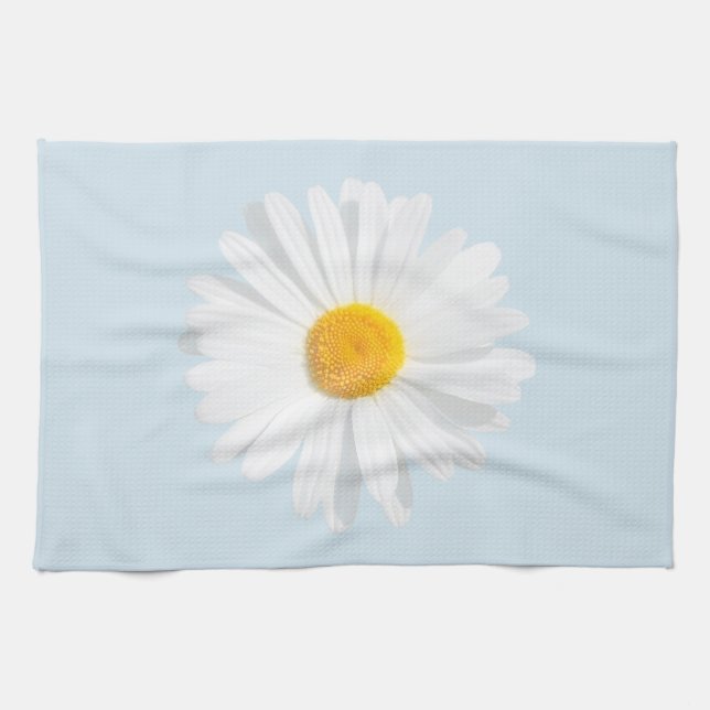white daisy tea towel (Horizontal)