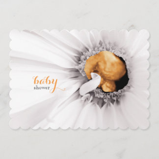 White Daisy Ultrasound Baby Shower Invite