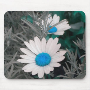 White Daisy (w Blue) mousepad