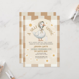 White Daisy Watercolor Goose Baby Shower Invitation