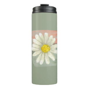 White Daisy Watercolor Thermal Tumbler
