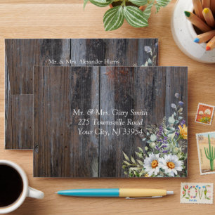 White Daisy Wedding Envelope