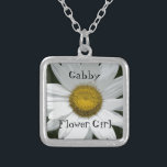 White Daisy Wedding Flower Girl Silver Plated Necklace<br><div class="desc">The pretty White Daisy Wedding Flower Girl Pendant Necklace makes a unique personalised keepsake gift for your flower girl. Customise it to change the text to create a Bridesmaid or Maid of Honour Necklace. This classy and cute custom botanical wedding jewellery features a digitally painted close up floral photograph of...</div>