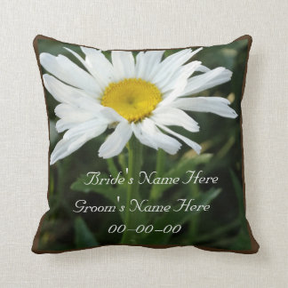 White daisy wedding personalised  with name cushion
