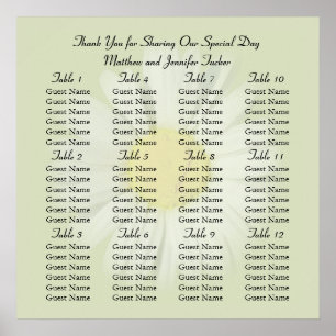 White Daisy Wedding Reception Seating Chart Poster