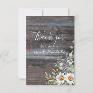 White Daisy Wedding  Thank You Card