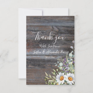 White Daisy Wedding  Thank You Card