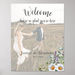 White Daisy Wedding Welcome Photo Poster