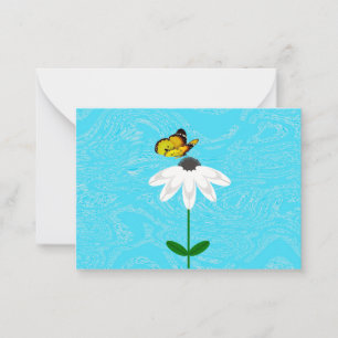 White Daisy Yellow Butterfly Note Cards