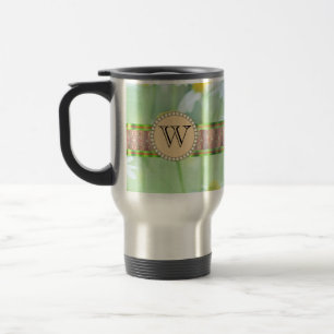 White Daisy's in Green Meadow Monogram Travel Mug