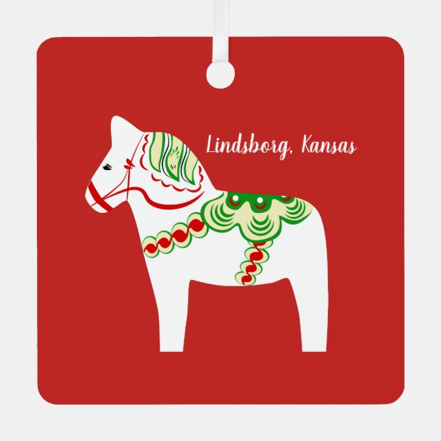 White Dala Horse Ornament (Front)