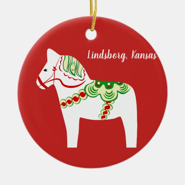 White Dala Horse Ornament (Front)