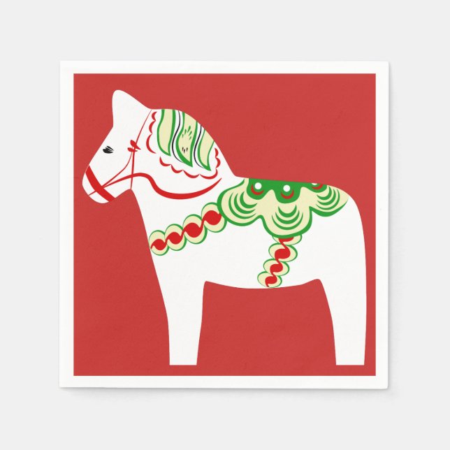 White Dala Horse Paper Napkins (Front)