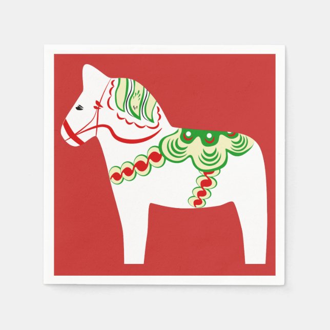 White Dala Horse Paper Napkins (Front)
