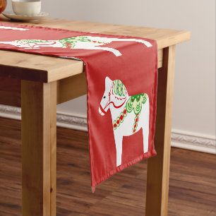 White Dala Horse Table Runner