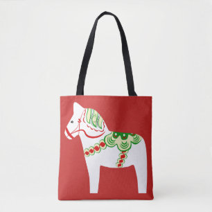 White Dala Horse Tote Bag