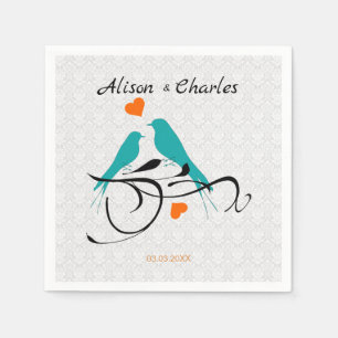 White Damask And Birds Napkin