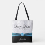 White Damask and Blue Team Bride Tote Bag<br><div class="desc">All over print White Damask and Blue Team Bride tote bag. ✔Note: Not all template areas need changed. 📌If you need further customisation, please click the "Click to Customise further" or "Customise or Edit Design"button and use our design tool to resize, rotate, change text colour, add text and so much...</div>