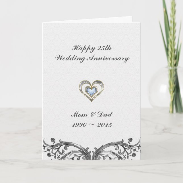 White Damask And Grey Swirl Card (Front)