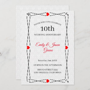 White Damask And Musical Frame Invitation