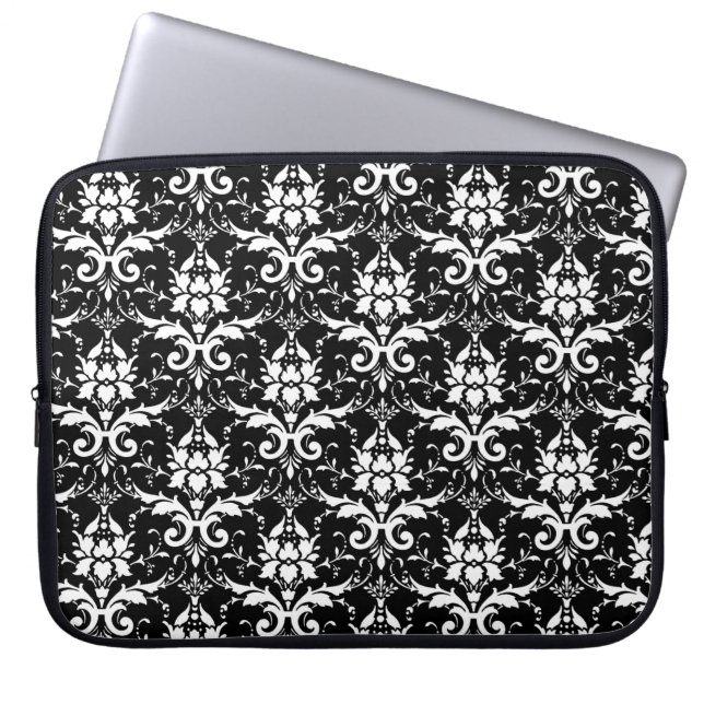 White Damask Customisable Background Colour Laptop Sleeve (Front)