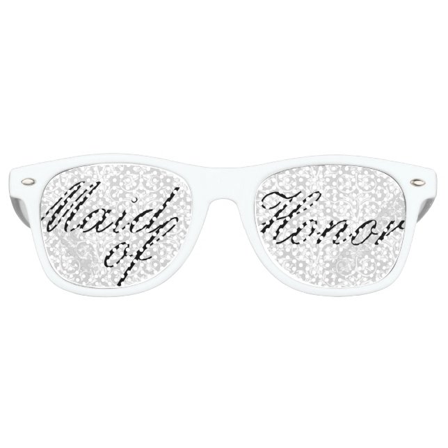 White Damask Maid of Honour Bachelorette Party Retro Sunglasses (Front)