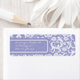 White Damask on Lilac Return Address